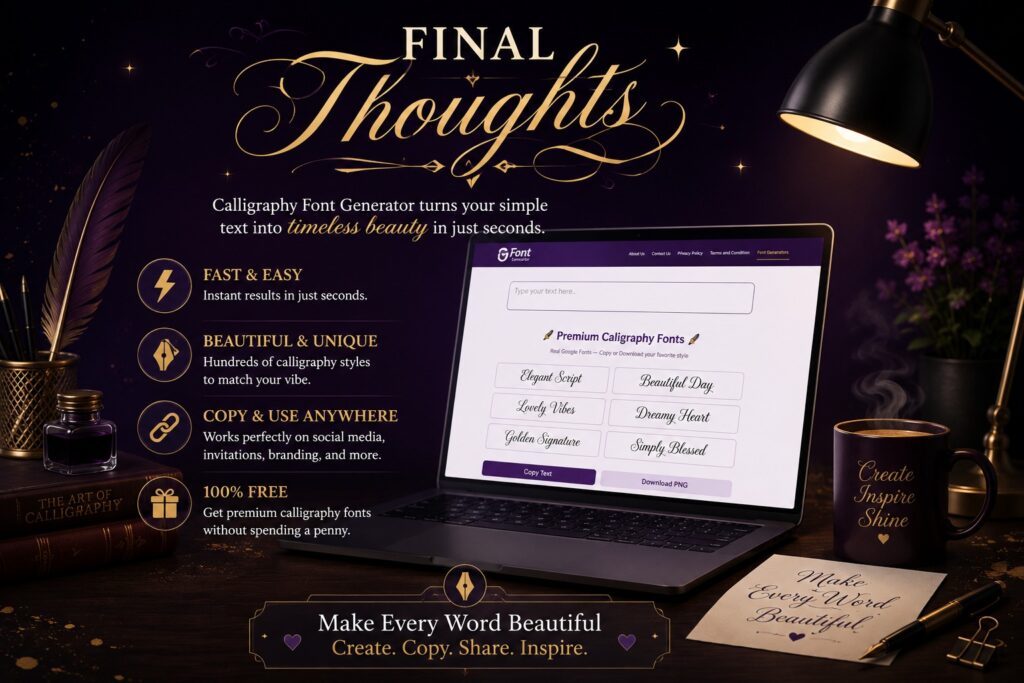 conclusion of calligraphy font