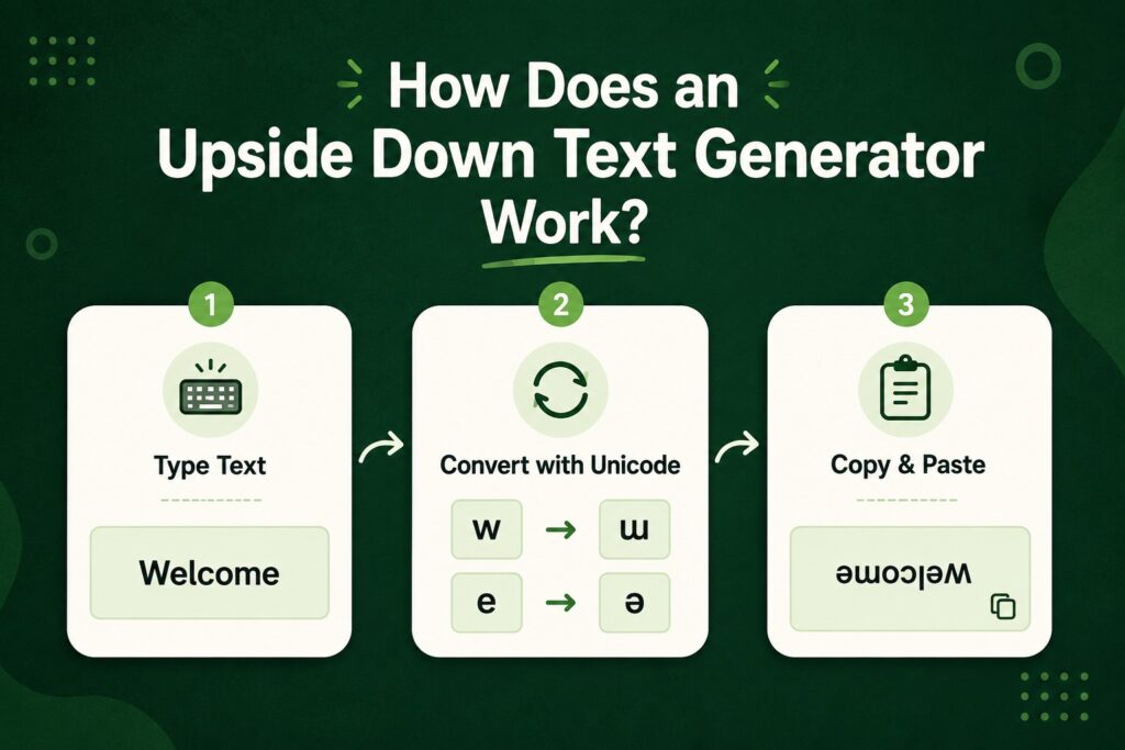 working of upside down font generator